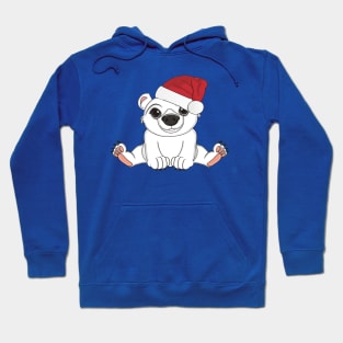 White bear in red holiday hat sit Hoodie